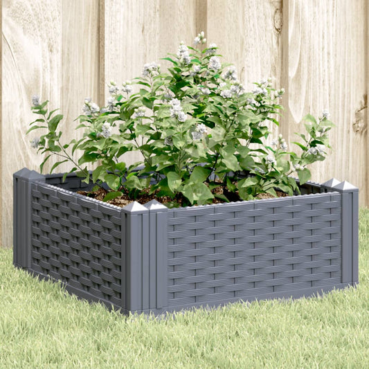 Zahradní truhlík s kolíky šedý 42,5 x 42,5 x 28,5 cm PP