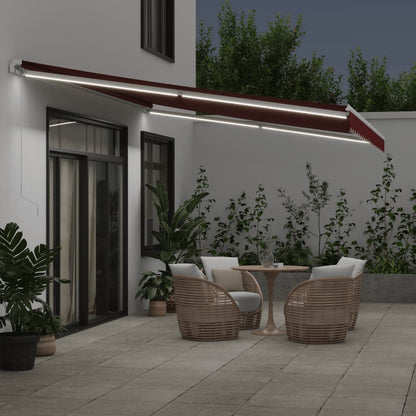 Ručně Zatahovací Markýza S Led Burgundská 500 X 350 Cm