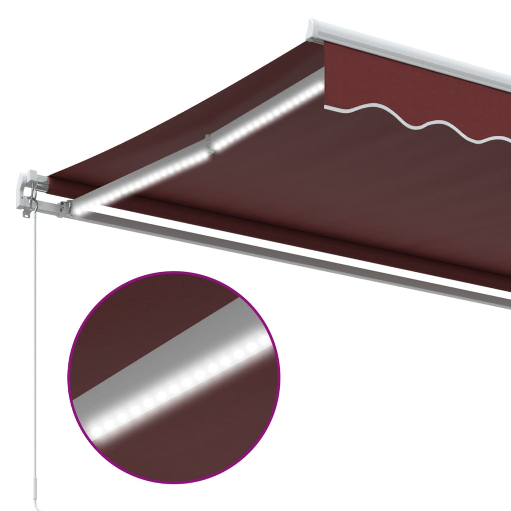 Ručně Zatahovací Markýza S Led Burgundská 500 X 350 Cm