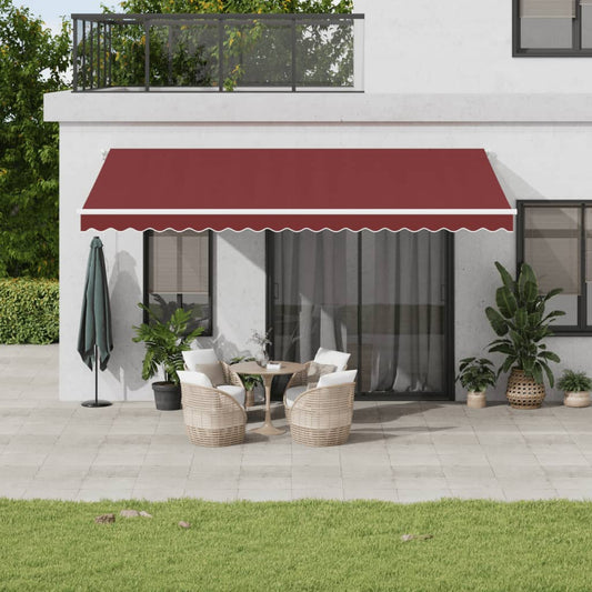 Ručně Zatahovací Markýza S Led Burgundská 500 X 350 Cm