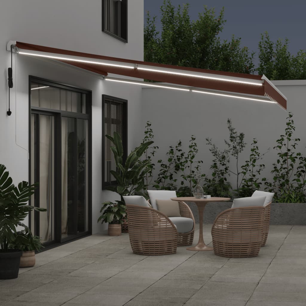 Automatická Zatahovací Markýza S Led Hnědá 450 X 350 Cm
