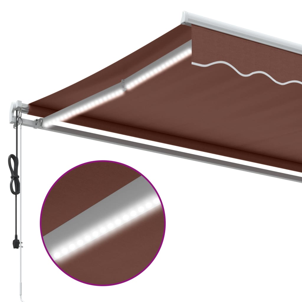 Automatická Zatahovací Markýza S Led Hnědá 450 X 350 Cm