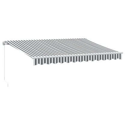 Ručně Zatahovací Markýza S Led Antracitová A Bílá 350 X 250 Cm