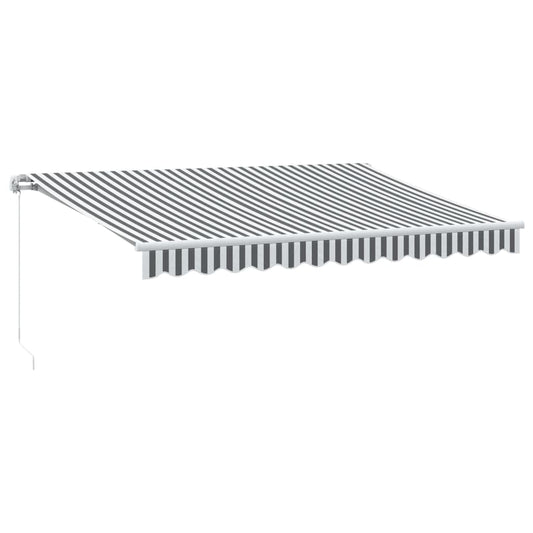 Ručně Zatahovací Markýza S Led Antracitová A Bílá 350 X 250 Cm