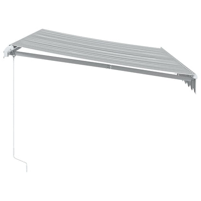 Ručně Zatahovací Markýza S Led Antracitová A Bílá 350 X 250 Cm