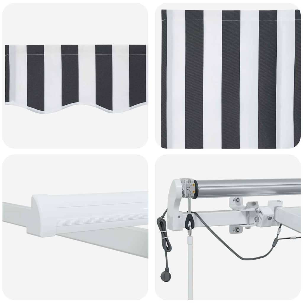 Automatická Zatahovací Markýza S Led Antracit A Bílá 500X300 Cm