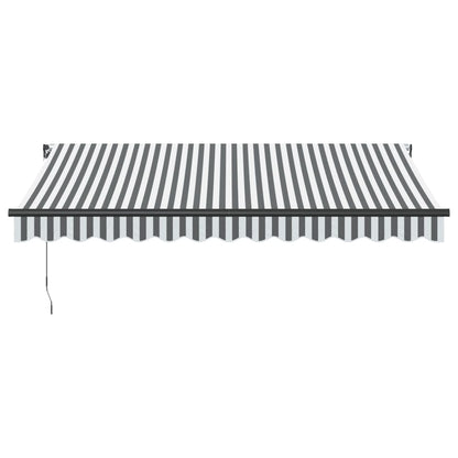 Ručně Zatahovací Markýza S Led Antracitová A Bílá 350 X 250 Cm