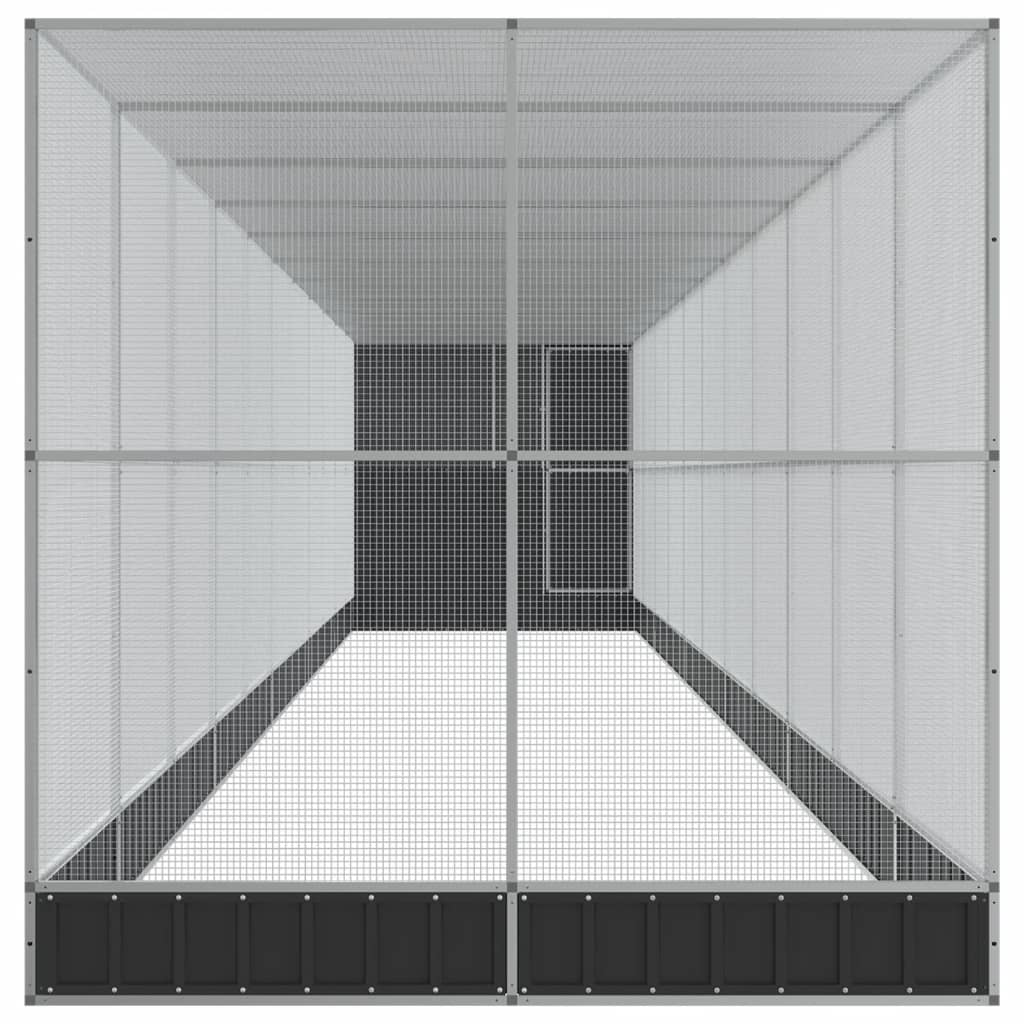 Voliéra S Nástavbou Stříbrná 1 244 X 203 X 216 Cm Ocel