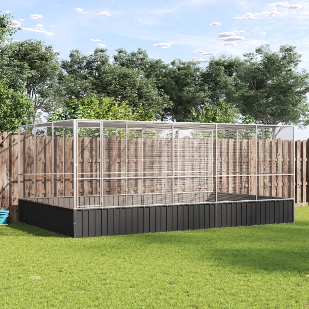 Voliéra S Nástavbou Stříbrná 1 139 X 307 X 212 Cm Ocel