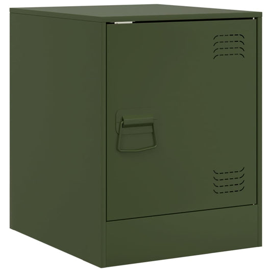 Noční Stolek Olivově Zelený 34,5 X 39 X 44 Cm Ocel