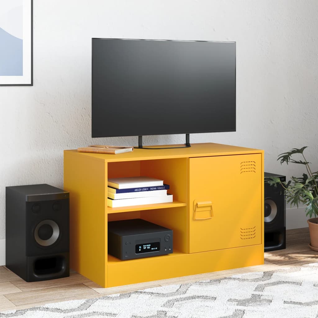 Tv Skříňka Hořčicově Žlutá 67 X 39 X 44 Cm Ocel
