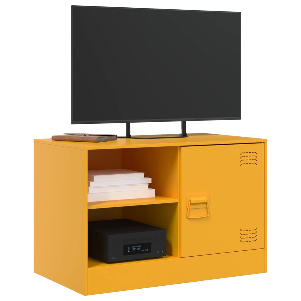 Tv Skříňka Hořčicově Žlutá 67 X 39 X 44 Cm Ocel