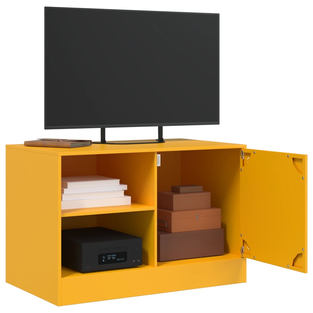 Tv Skříňka Hořčicově Žlutá 67 X 39 X 44 Cm Ocel