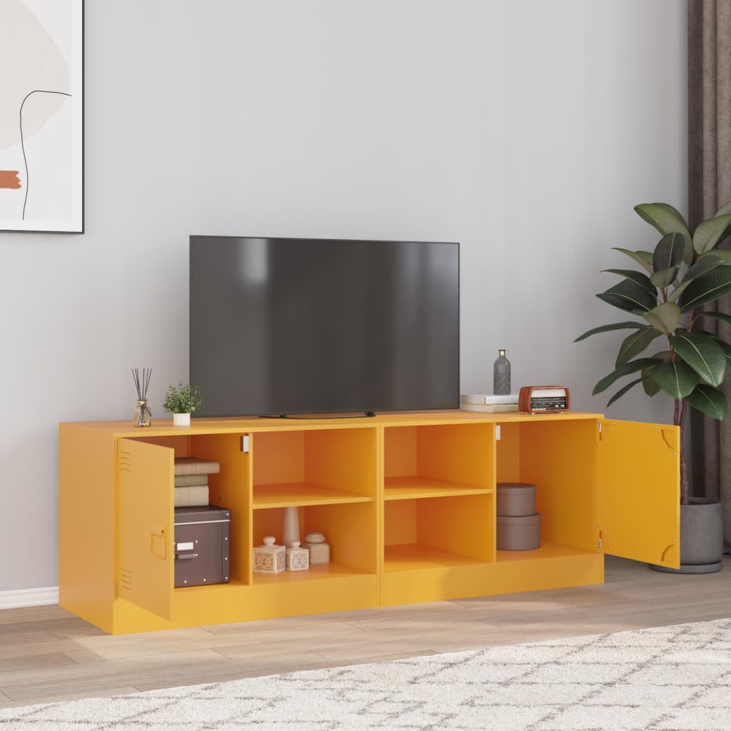 Tv Skříňka Hořčicově Žlutá 67 X 39 X 44 Cm Ocel