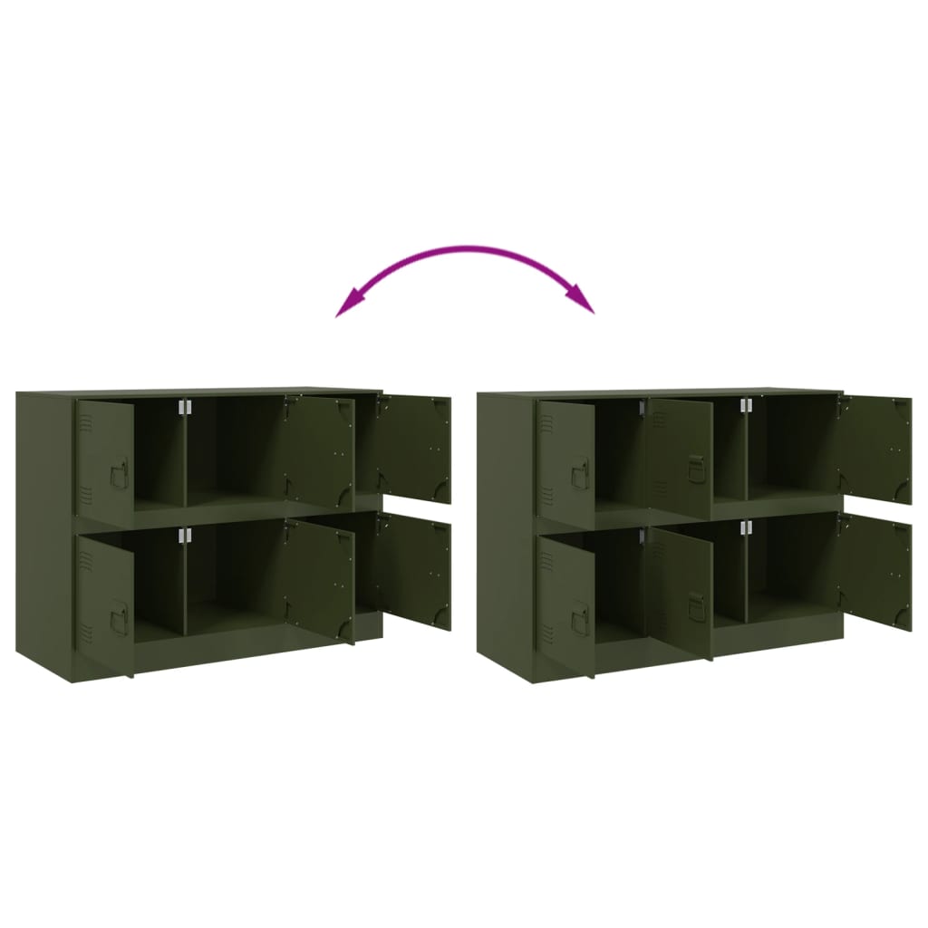 Příborník Olivově Zelený 99 X 39 X 73 Cm Ocel