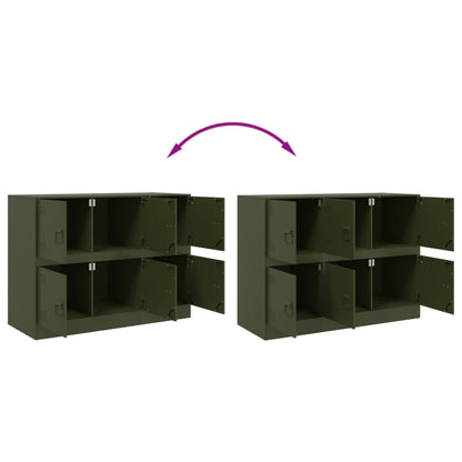 Příborník Olivově Zelený 99 X 39 X 73 Cm Ocel