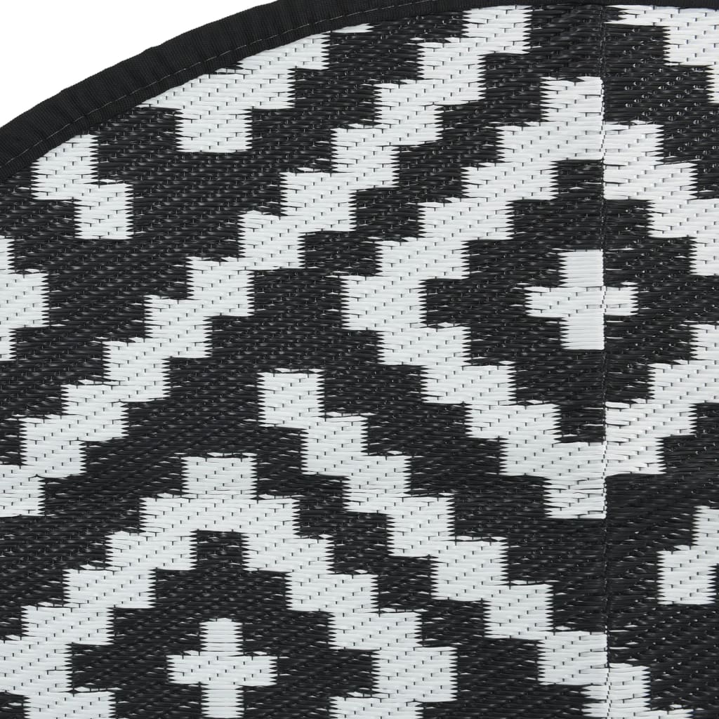 Venkovní koberec bílý a černý Ø 120 cm PP
