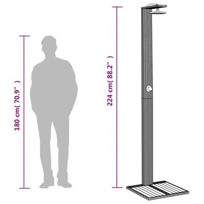 Venkovní Sprcha Černá 50X55X224 Cm Polyratan A Akáciové Dřevo