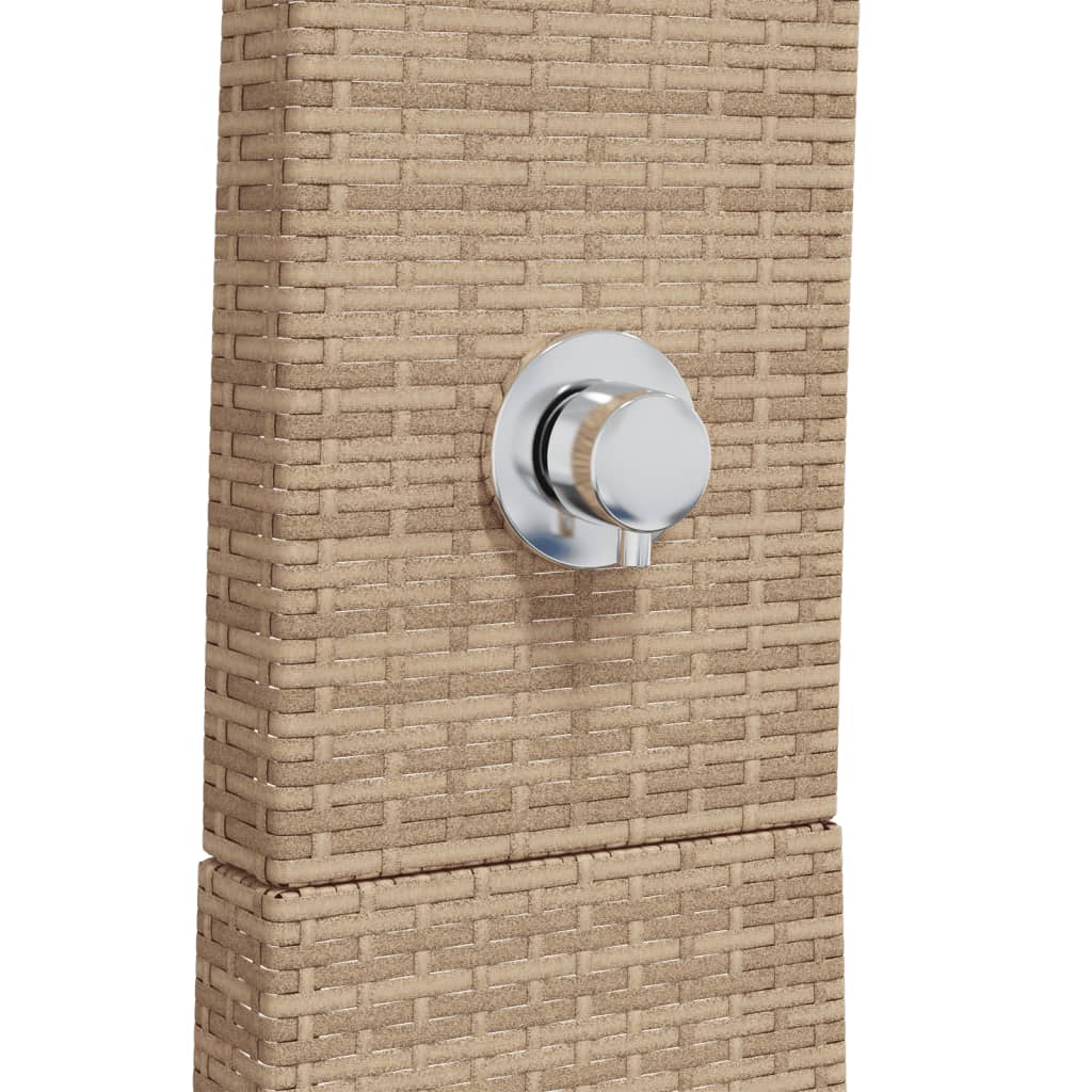Venkovní sprcha béžová 55x60x224 cm polyratan a akáciové dřevo