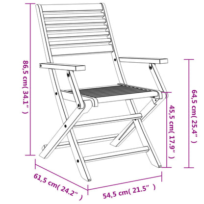 Skládací Zahradní Židle 4 Ks 54,5X61,5X86,5 Cm Masivní Akácie