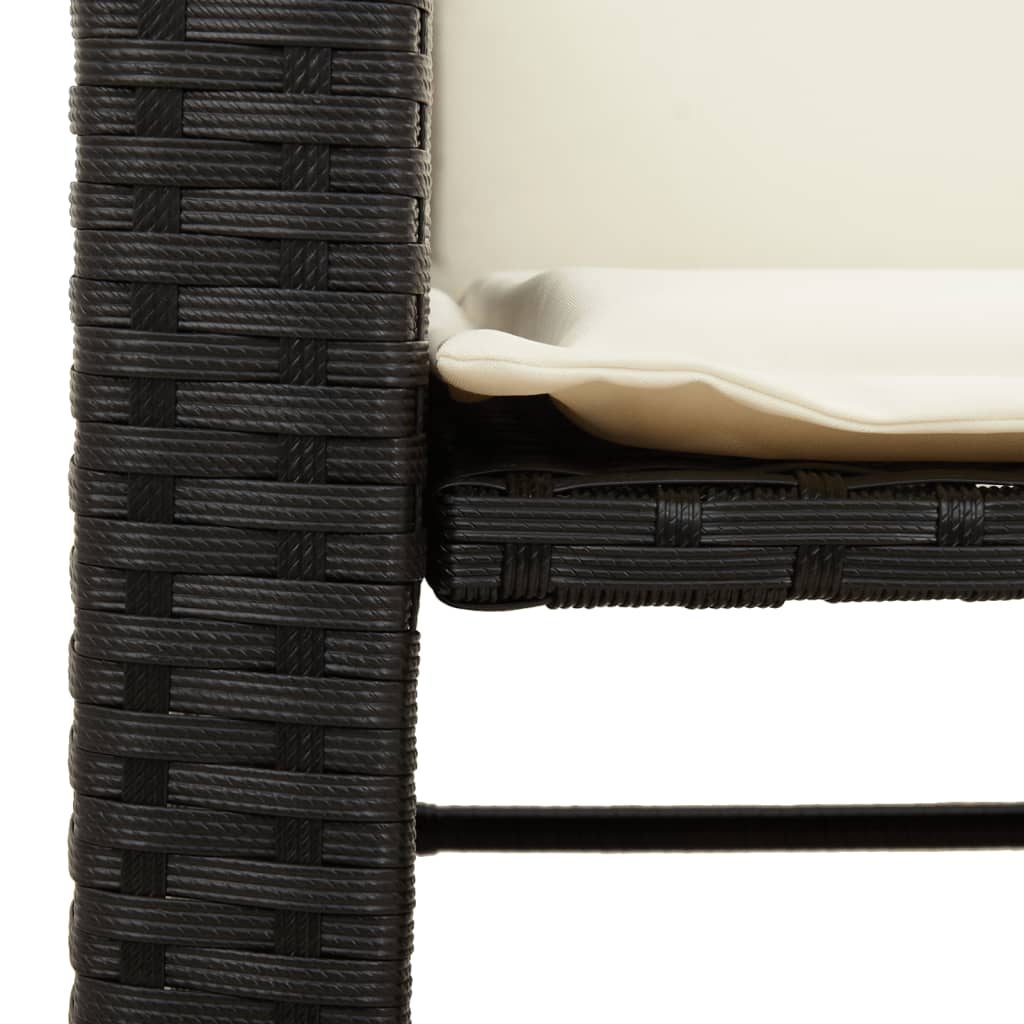 Zahradní Pohovka 2Místná Se Stolkem A Taburety Černá Polyratan