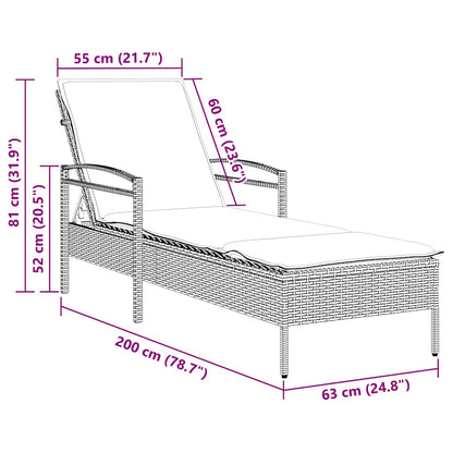Zahradní Lehátko S Polštářem Šedé 63 X 200 X 81 Cm Polyratan (Pouze Pro Usa)