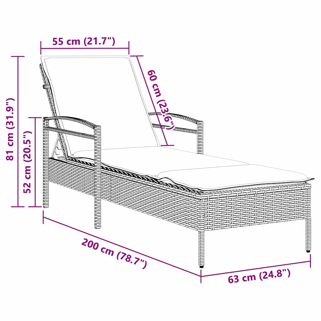 | Slunečník | S Polštářem 1-Osoba Černá 63 X 200 X 81 Cm Polyratan