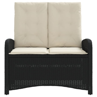 Polohovací Zahradní Lavice S Poduškami Černá Polyratan