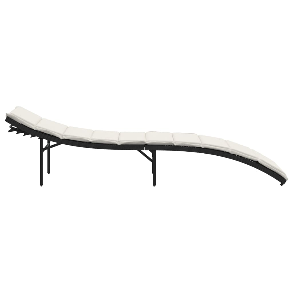 Zahradní Lehátko S Poduškou Černé 55 X 199 X 50 Cm Polyratan