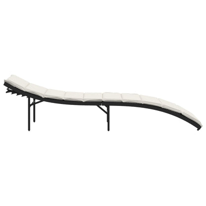 Zahradní Lehátko S Poduškou Černé 55 X 199 X 50 Cm Polyratan