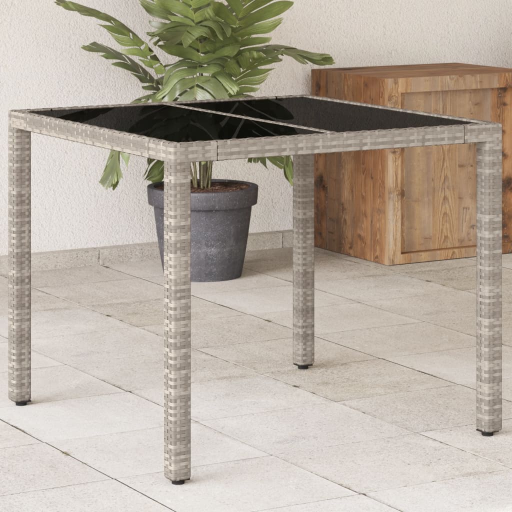 Zahradní Stůl Se Skleněnou Deskou Bílý 90X90X75 Cm Polyratan