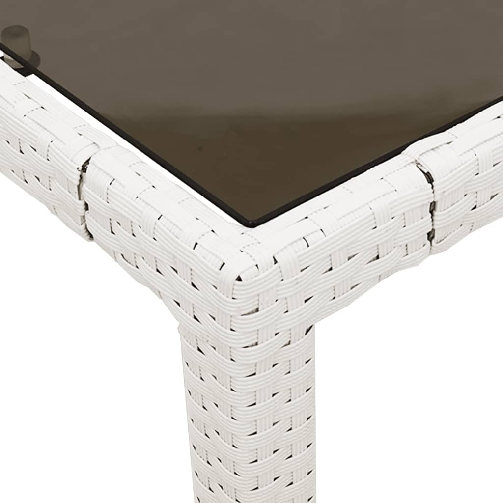 Zahradní Stůl Se Skleněnou Deskou Bílý 90X90X75 Cm Polyratan