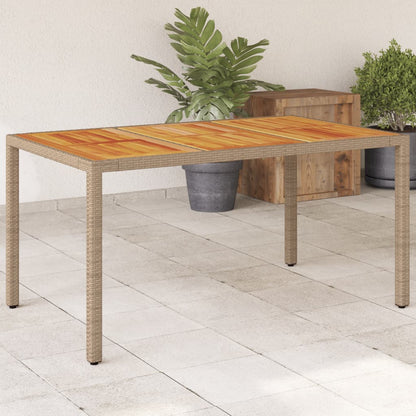 Zahradní Stůl 150 X 90 X 75 Cm Akáciové Dřevo A Polyratan Černý