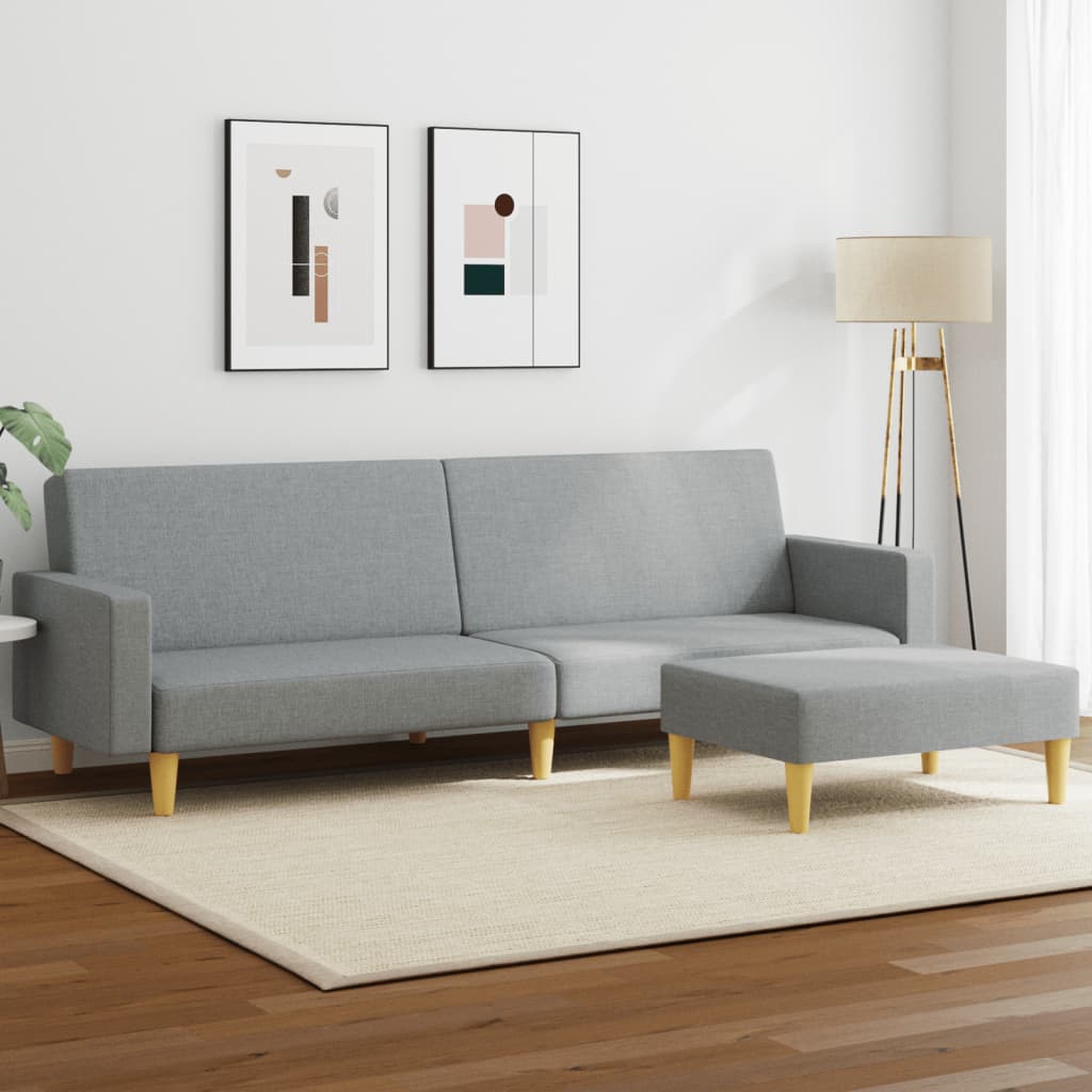 2Místná Rozkládací Pohovka S Podnožkou Černá Textil