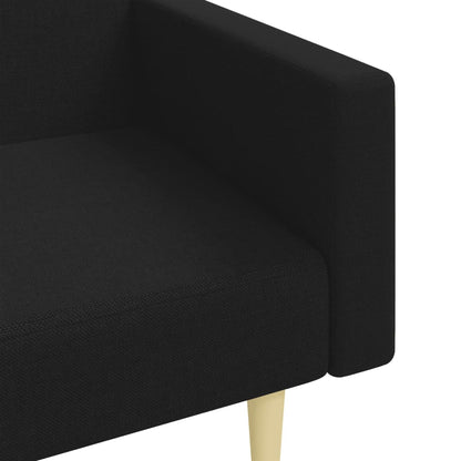 2Místná Rozkládací Pohovka S Podnožkou Černá Textil