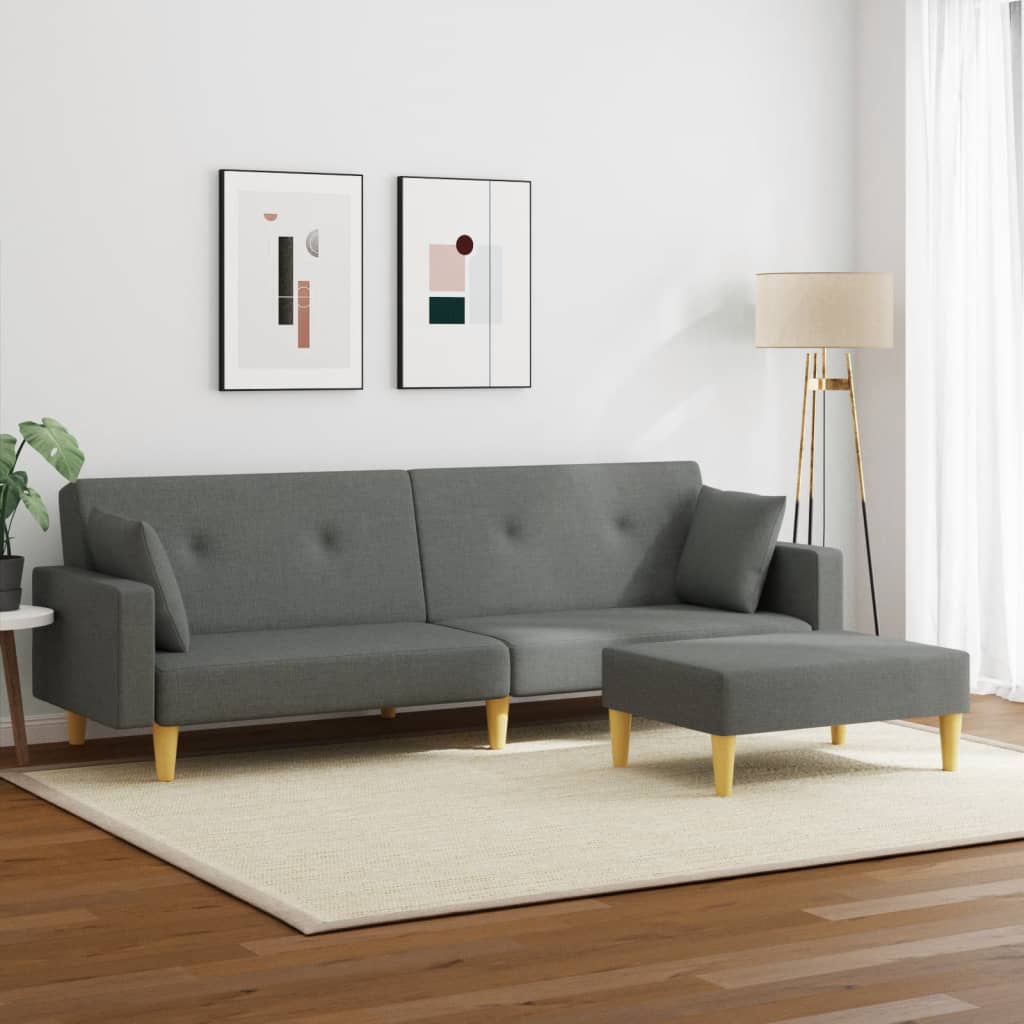 2Místná Rozkládací Pohovka S Podnožkou Textil