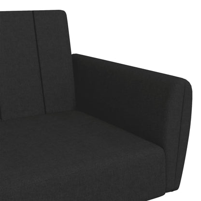 2Místná Rozkládací Pohovka S Podnožkou Černá Textil