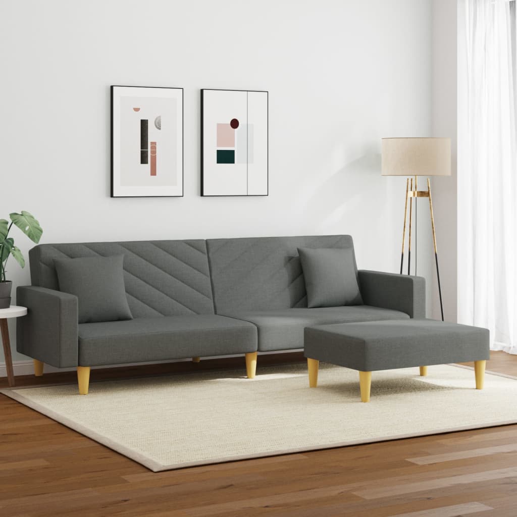 2Místná Rozkládací Pohovka Polštáře Podnožka Textil