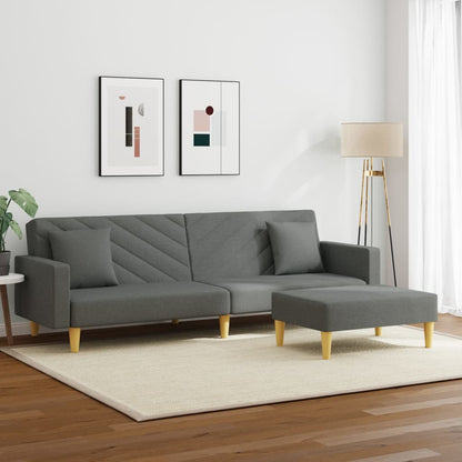 2Místná Rozkládací Pohovka Polštáře Podnožka Textil