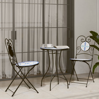 3Dílný Mozaikový Bistro Set Keramický Terakotovo-Bílý