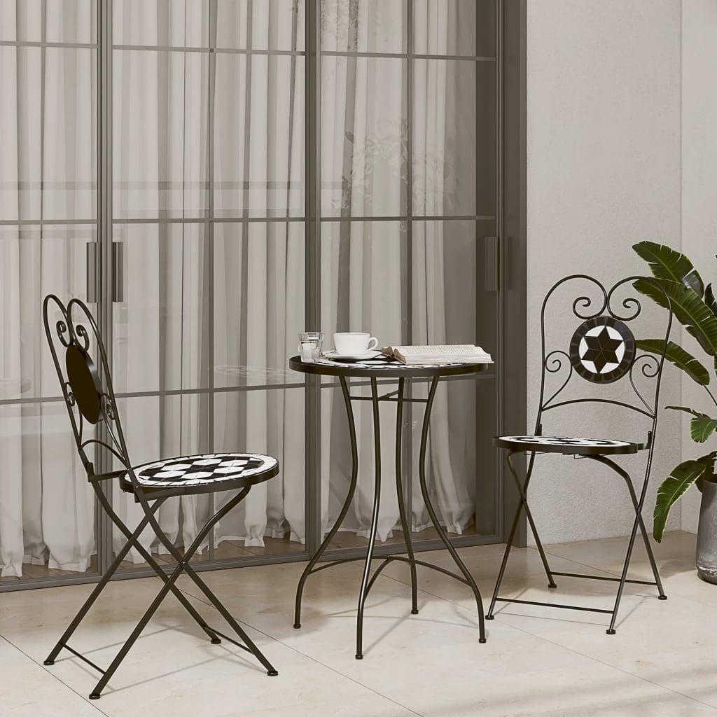 3Dílný Mozaikový Bistro Set Keramický Terakotovo-Bílý