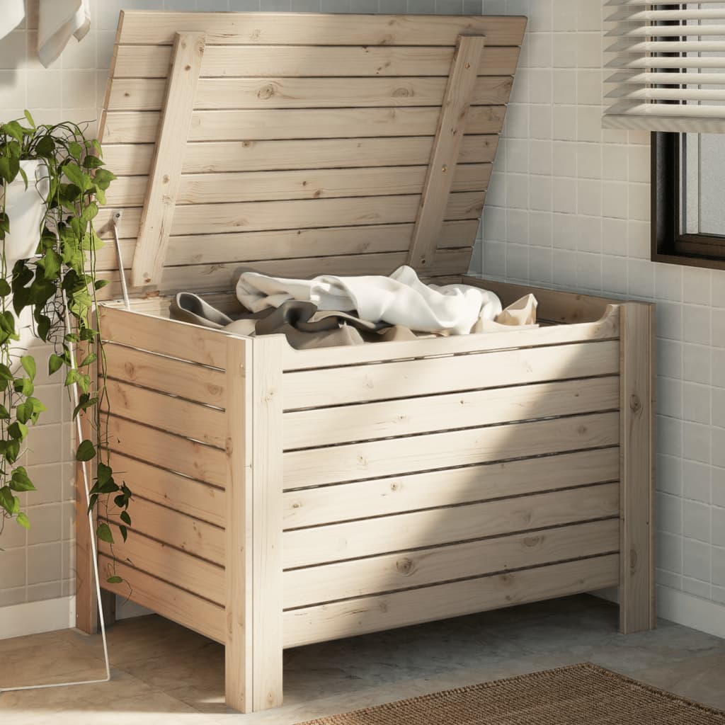 Úložný Box S Víkem Rana Masivní Borové Dřevo Přírodní