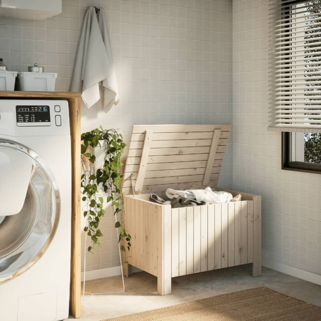 Úložný Box S Víkem Rana Masivní Borové Dřevo Přírodní