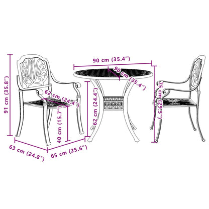 3Dílný Bistro Set Bronzový Litý Hliník