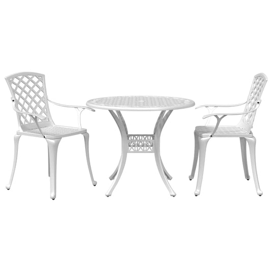 3Dílný Bistro Set Bílý Litý Hliník