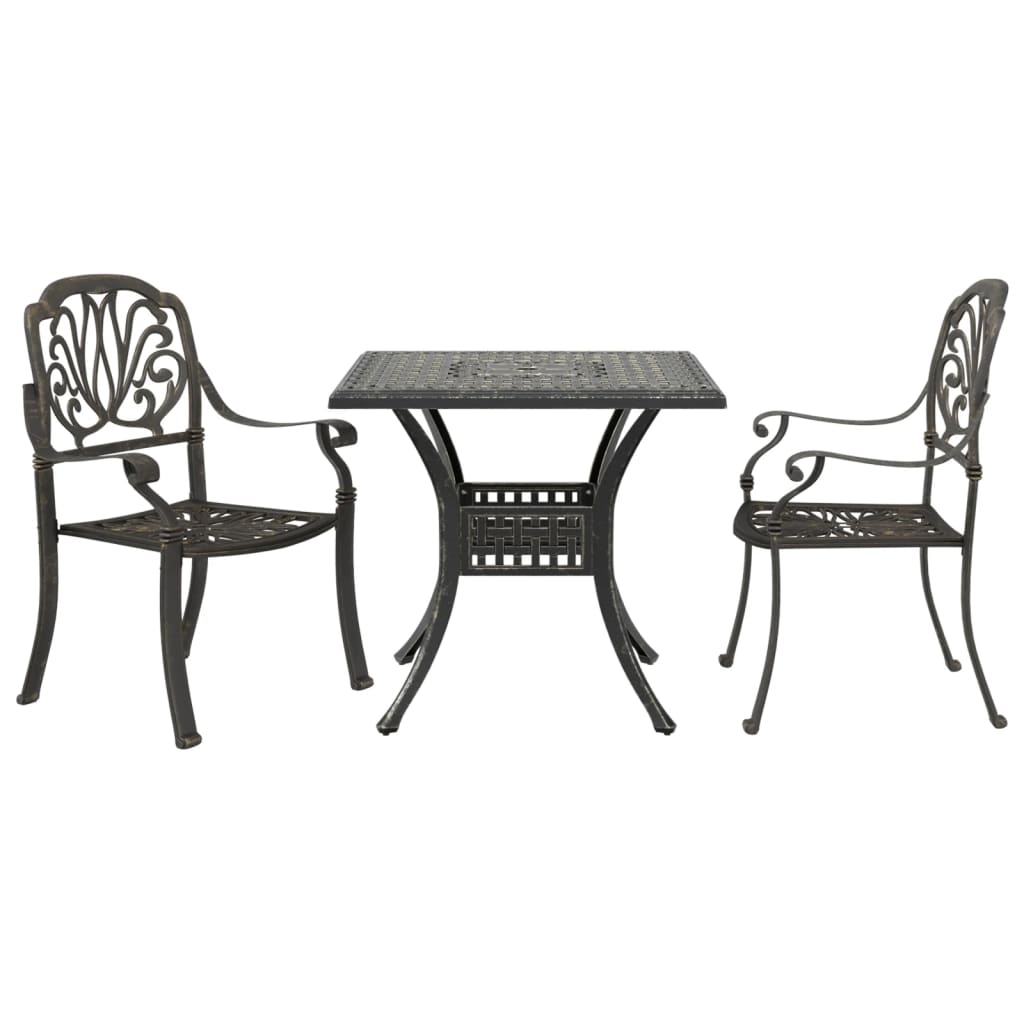 3Dílný Bistro Set Bronzový Litý Hliník