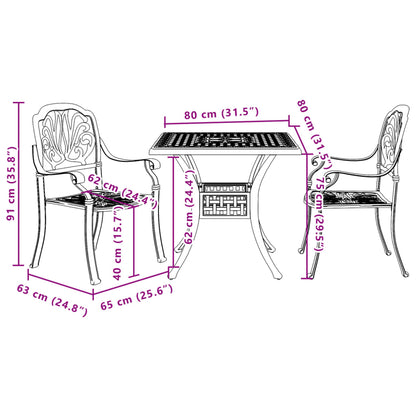 3Dílný Bistro Set Bronzový Litý Hliník