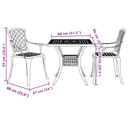 3Dílný Bistro Set Bílý Litý Hliník