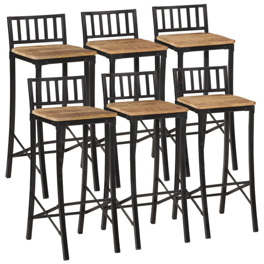 7Dílný Barový Set Masivní Hrubé Mangovníkové Dřevo A Kov