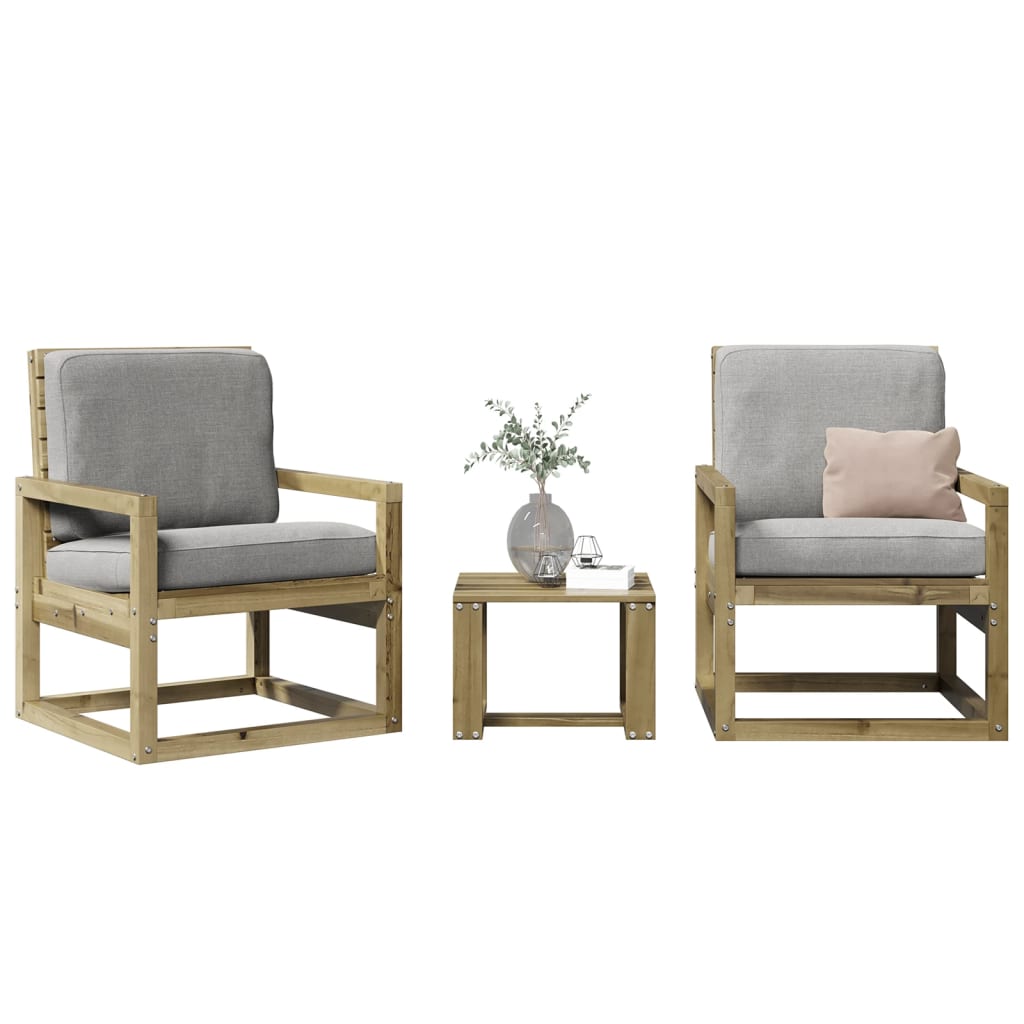 3Dílná Zahradní Sedací Souprava Masivní Borovice